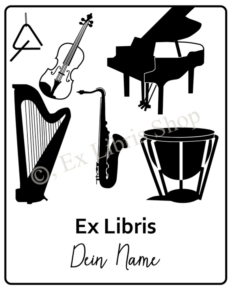 Exlibrisetiketten •Musikinstrumente•